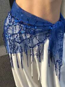 1pc Women's Street Dance Waist Chain & Triangle Scarf, Jazz/Belly Dance Performance Waistband, Sequin Tassel Waist Wrap Skirt Belt, Waist Decor Summer School Fall, Autumn, Halloween - Multicolor - View 11