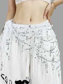 1pc Women's Street Dance Waist Chain & Triangle Scarf, Jazz/Belly Dance Performance Waistband, Sequin Tassel Waist Wrap Skirt Belt, Waist Decor Summer School Fall, Autumn, Halloween - Multicolor - View 6