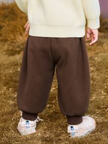mini bala Boys' & Girls' Styled Warm Pants 2024 Winter Collection - Brown - View 2