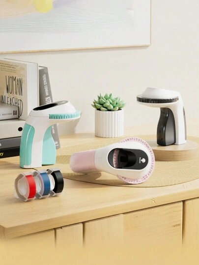 Phomemo 1 Pc Portable Hand-Pressed Label Printer, Mini Mechanical Embossing Printer, Home Label Printer With Three Rolls Of Consumables