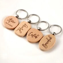 Móc khóa gỗ khắc tên đám cưới theo yêu cầu - Móc khóa gỗ hình trái tim cá nhân hóa - Quà tặng theo yêu cầu cho đồ dùng đám cưới, Móc khóa & Phụ kiện theo yêu cầu, Trang phục cổ điển - Nhiều hình dạng - Xem 2