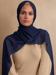 1pc Basic Pearl Chiffon Muslim Hijabs Scarf, Daily Wear - Multicolor - View 11