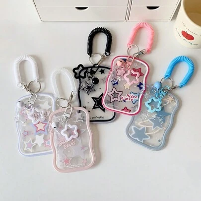 Soporte transparente para tarjetas, portafotos de estrellas, funda protectora para tarjetas de crédito, identificación, tarjetas de autobús