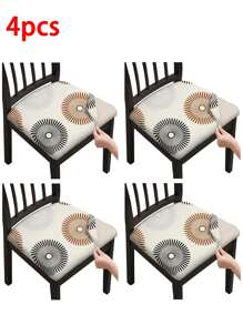 1/2/4/6pcs Printed Square Seat Cushion Covers, Elastic Removable Washable Chair Covers For Dining Room, Kitchen - Multicolor - View 26
