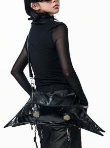 The New Dark Cool Girl Large-Capacity Shoulder Bag With Multi-Back Method And Multi-Pocket Design Four-Pointed Star Bag Is The Same Niche Retro Solid Color Special-Shaped Y2K Crossbody Bag Halloween Christmas Eve Cosplay Bag.