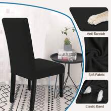 Ystyle Chair Covers With Backrest 2/4/6 Pieces, Stretch Chair Covers Living Room Kitchen, Universal Stretch Chair Covers, Modern Anti-Scratch Cat Chair Covers - Black - View 4