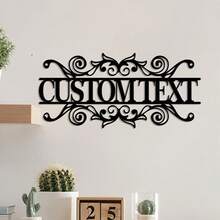 1pc Customizable Retro Metal Address Plaque - Personalized Name And Address Metal Engraved Door Sign - Suitable For Living Room And Indoor Office Decor - No Power Supply Needed - Black - View 4