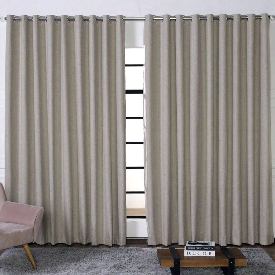 Rustic Blackout Curtain, 4 Meters Standard (For Rod), 100% Light Blocking - HAUTE COUTURE - Decoration For Living Rooms, Bedrooms And Offices - 灰色 - 查看 1