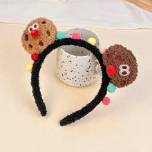 1 dây buộc tóc hình bánh quy bằng vải nhung, thiết kế chú hề dễ thương, thích hợp sử dụng hàng ngày, mặt nạ, trang điểm, mùa đông - Nhiều màu - Xem 9
