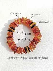 Natural Baltic Raw Amber Bracelet Elastic Therapy Gemstone Bangle Jewelry Indie Stylish Calm And Peace Accessorize Fossil Resin Energy Gift For Couple's Presents For Man And Woman