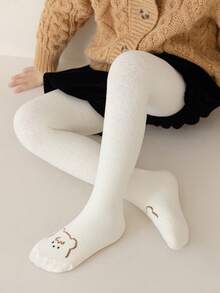 1 quần tất nỉ san hô thiết kế hình gấu dễ thương cho bé gái - trắng - Xem 2