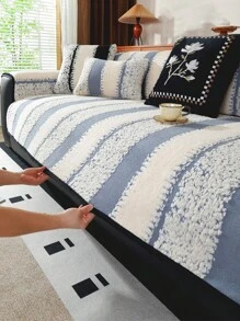 1pc Atmosphere Velvet Streaks Sofa Slipcover,Universal Non-Slip Pet-Friendly Sofa Mat, Protector For Living Room & Office Decor - Multicolor - View 27