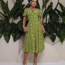 Women's Floral Slit Midi Dress - 查看 1
