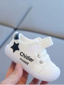 1 Paar atmungsaktive Mesh Weichsohlen Anti-Rutsch Kleinkind Schuhe, runde Zehenkappe schützende Form für Kinder von 6 Monaten bis 3 Jahren, geeignet für Innen- und Außenbereich, leichtes An- und Ausziehen mit Klettverschluss, unisex lässige Sportschuhe für Frühling/Herbst - Blau - Übersicht 9