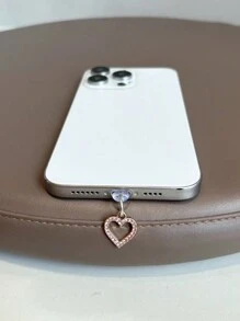 1 cái phích cắm chống bụi cổng sạc điện thoại hình trái tim, thiết kế rỗng bằng đá Rhinestone mạ điện, tương thích với iPhone có cổng Lightning và điện thoại Android có cổng Type C - Nhiều màu - Xem 13