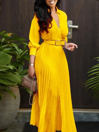 Elegant Waist-Cinched Lightweight Solid Color Pleated Skirt With Belt, Vintage Style Dress For Women, Suitable For Fall/Winter, Formal Events, Weddings, Homecoming, Birthdays, Teacher Outfits