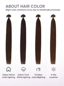 人发接发 U 型接发 自然色直发人发角蛋白接发 隐形 50 件 U 型接发