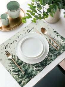 4pcs/Set Christmas Tree, Gingerbread Man, Topping Star, Coffee Pattern Print Placemats, Modern Polyester Fiber Kitchen Dining Table Decor Fabric Placemats, Suitable For Dining Room And Kitchen - Multicolor - View 10