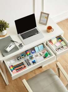 Bộ 8/25 ngăn kéo bằng nhựa trong suốt, khay đựng đồ dùng đa năng 4 kích cỡ cho phòng tắm và ngăn kéo đựng đồ trang điểm, hộp đựng đồ trang điểm, phòng ngủ, đồ dùng nhà bếp và văn phòng - Màu trong suốt - Xem 9