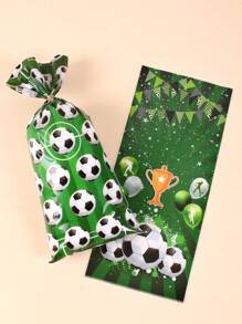 25/50pcs Football Themed Gift Bags, Sports Gift Packaging Bags With Drawstring, Suitable For Birthday Party Favors - Multicolor - View 5