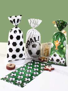 25/50pcs Football Themed Gift Bags, Sports Gift Packaging Bags With Drawstring, Suitable For Birthday Party Favors - Multicolor - View 4