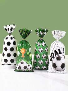 25/50pcs Football Themed Gift Bags, Sports Gift Packaging Bags With Drawstring, Suitable For Birthday Party Favors - Multicolor - View 2