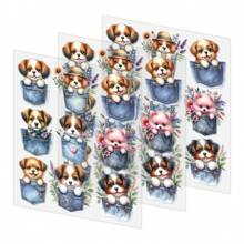 1/3/5 chiếc Túi họa tiết hoa dễ thương cho chó cưng (Border Collie, Pomeranian, Labrador) Túi đeo hông in chuyển nhiệt, Mũ đan, Quần áo, Khăn trang trí bằng nhựa vinyl chống nước thủ công mỹ nghệ - Màu xanh lam - Xem 11