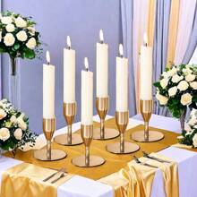 6pcs Metal Candle Holders, Minimalist Luxury Dining Table Decor Candle Holders - Romantic Candlelight Dinner, Simple Style, Suitable For Weddings, Dinners, Parties, Fit 3/4" Thick Candle
