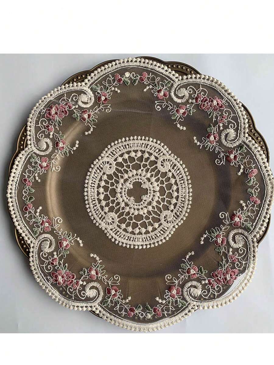 1pc French Lace Tablecloth, Elegant And Atmospheric Placemat, Home Decor