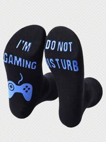 2 双男士“我正在玩游戏请勿打扰”袜子，防滑袜，男士趣味礼品袜