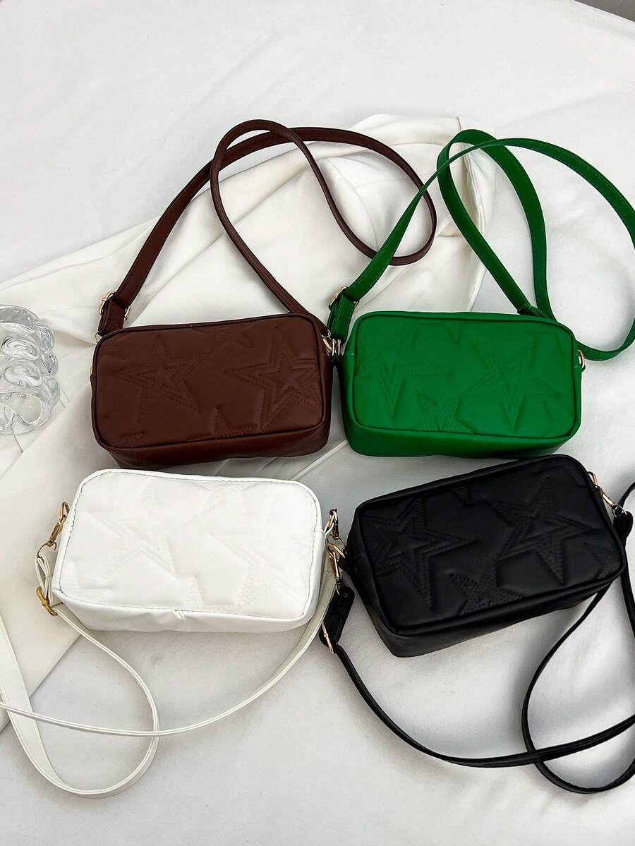 Túi đeo chéo họa tiết ngôi sao mini thời trang dành cho nữ - Túi đeo vai bằng da giả đa chức năng có dây đeo có thể điều chỉnh và khóa kéo, hoàn hảo cho việc đi làm hàng ngày và du lịch