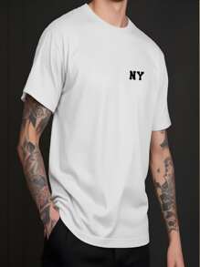 NY Streetwear T-Shirt For Men 100% Cotton - 白色 - 查看 1