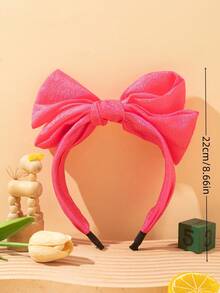 1 件可爱薄纱蝴蝶结发箍，适合秋冬季服装 - 玫紅色 - 查看 4