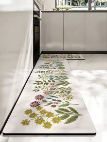 1pc PU Floral Pattern Anti-Fatigue Kitchen Mat, Washable Kitchen Rug, Kitchen Hallway Carpet, Absorbent Non-Slip Kitchen Floor Mat, Comfortable Standing Pad, Suitable For Kitchen, Living Room, Pantry, In Front Of Sink - Home Decor, Home Decor Floor Mat, Rug - Multicolor - View 9