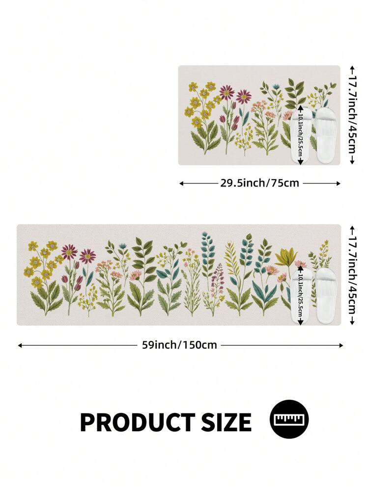 1個 PU フローラルパターン 疲労軽減キッチンマット、洗濯可能なキッチンラグ、キッチン廊下カーペット、吸収性 滑り止め キッチンフロアマット、快適な立ち上がりパッド、キッチン、リビングルーム、パントリー、シンク前に適しています - ホームデコレーション、フロアマット、ラグ - マルチカラー - 見る 2