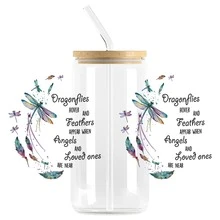 NJCHARMS 8 件装鲜艳花卉和蜻蜓防水贴纸 - 易于粘贴，耐用贴花，适用于马克杯、杯子、DIY 工艺品和学校用品 - 淺藍色 - 查看 9