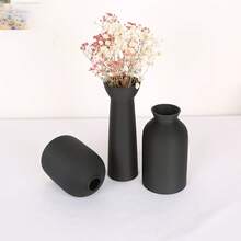 1 件波西米亚艺术花瓶，现代家居装饰圆柱形塑料花瓶，客厅装饰，餐厅装饰 - 适用于婚礼中心、客厅和派对装饰、丰收节礼物 - 黑色 - 查看 5