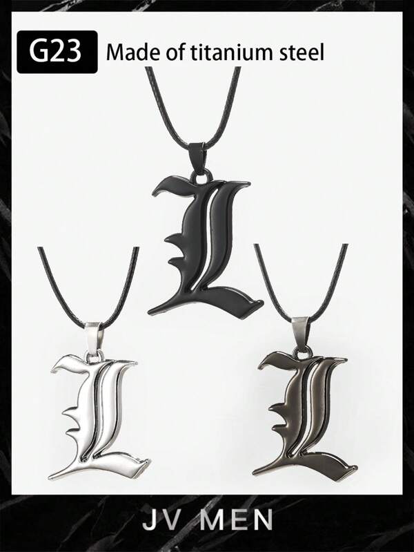 1pc Titanium Steel Death Note Necklace Men's Fashion Pendant Necklace, Japanese Anime Necklace, Suitable For Daily Wear