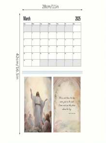 1PC 2025 Lịch Chúa Jesus Lịch vẽ du lịch Chúa Jesus Quà tặng tốt nhất - Nhiều màu - Xem 2