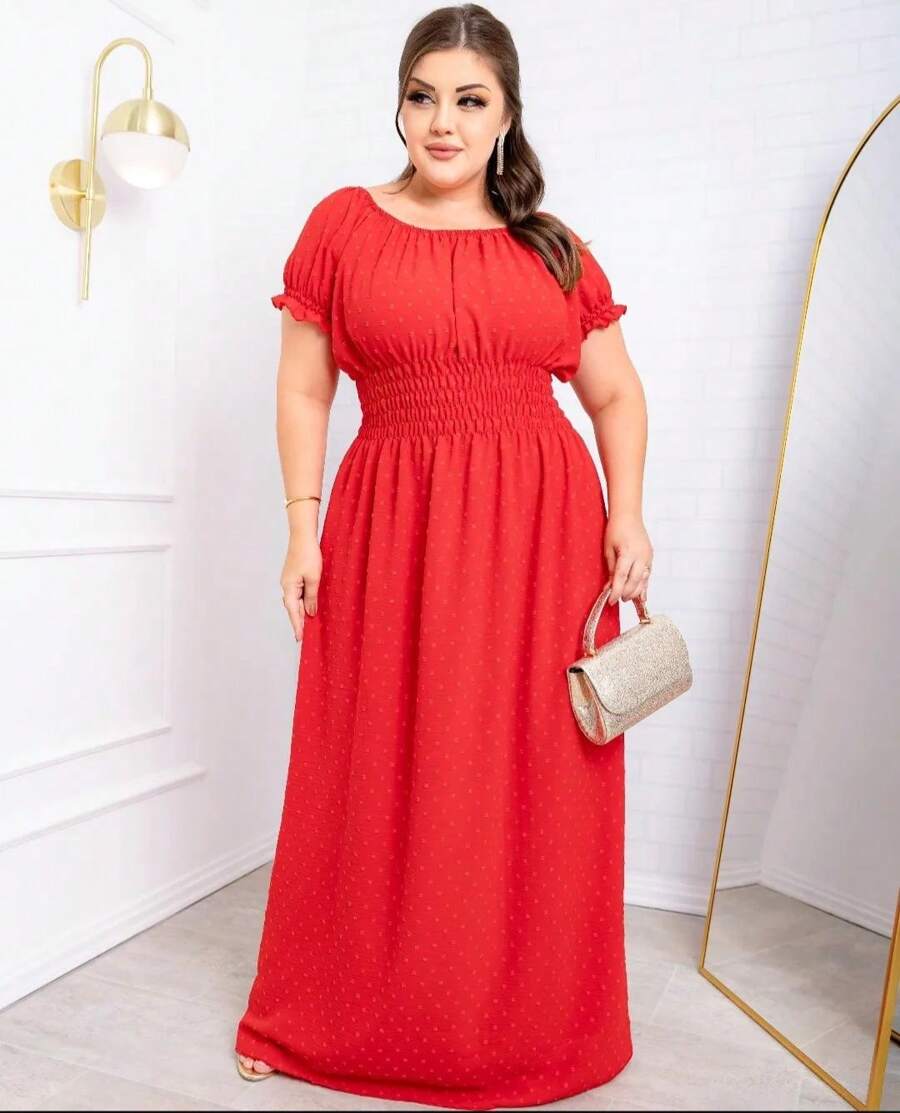 Women's Long Dress Elegant Plus Duna Popcorn Evangelical - 紅色 - 查看 1
