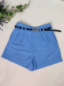 Marrant Shorts With Belt And Pocket High Waist - 藍色 - 查看 1