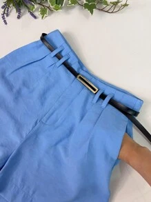 Marrant Shorts With Belt And Pocket High Waist - 藍色 - 查看 2