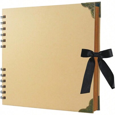 1pc Khaki Color Scrapbook Album, 20 X 20 Cm, 30 Sheets/60 Pages Of Blank Brown Paper, DIY Scrapbook, Hardcover Album, Kraft Paper Memo, Travel, Birthday Gift And Holiday Gifts Graduation