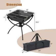 Lifezeal 3-In-1 Portable Charcoal Grill Folding Camping Fire Pit With Carrying Bag & Gloves Black/Coffee