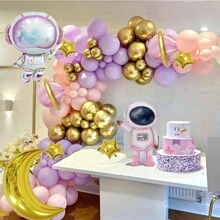 Bộ 115 bóng bay, bao gồm bóng bay cao su và bóng bay lá nhôm hình phi hành gia màu hồng và số màu trắng, thích hợp cho đám cưới, sinh nhật bé gái, tiệc tùng, ngoài trời, nhiều đồ trang trí theo chủ đề giấc mơ khác nhau - Nhiều màu - Xem 3