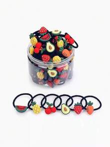 30 件装女童多色水果发带，弹力系列，适合婴儿、小女孩和年轻女孩扎头发 - 彩色 - 查看 6