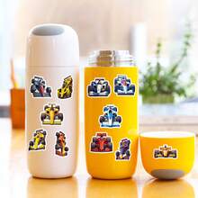 50 张交通贴纸，乙烯基防水卡通汽车卡车贴纸套装，适用于水瓶剪贴簿笔记本电脑行李手机壳，适合青少年成人的酷炫卡车贴纸 - 彩色 - 查看 10