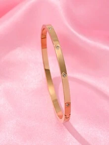 1 chiếc vòng tay trang trí hoa bốn lá pha lê tinh xảo, phù hợp để đeo hàng ngày cho phụ nữ - Hoa hồng vàng - Xem 7