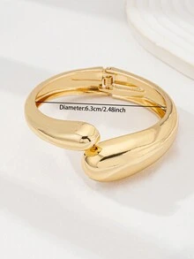 1pc Rugged Metal Open Cuff Bracelet, Classic Rigid Metal Bracelet, Women's Criss-Cross Metal Open Cuff Bracelet - A9970-2 - View 4