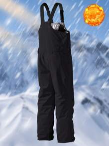 2025 New Women's Ski Suit, Padded Overalls, Loose Straight Ski Pants, Outdoor Skiing Ski Outfits - Black - View 2